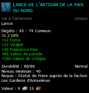 Lance de l'artisan de la paix du nord