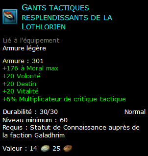 Gants tactiques resplendissants de la Lothlorien