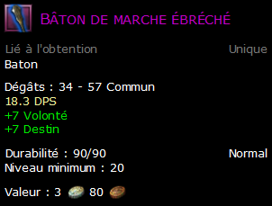 Bâton de marche ébréché