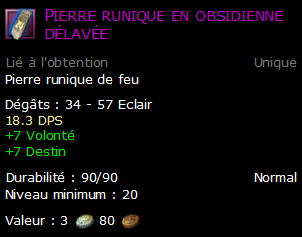 Pierre runique en obsidienne délavée