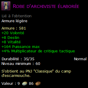 Robe d'archiviste élaborée