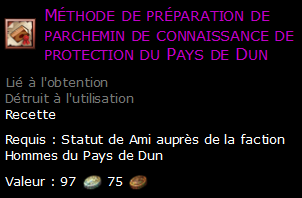 Méthode de préparation de parchemin de connaissance de protection du Pays de Dun