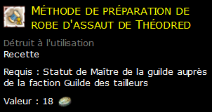 Méthode de préparation de robe d'assaut de Théodred