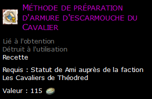 Méthode de préparation d'armure d'escarmouche du Cavalier