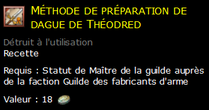 Méthode de préparation de dague de Théodred