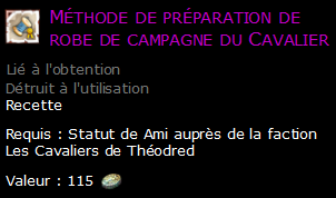 Méthode de préparation de robe de campagne du Cavalier