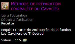 Méthode de préparation d'arbalète du Cavalier