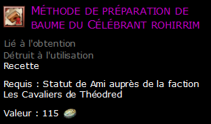 Méthode de préparation de baume du Célébrant rohirrim