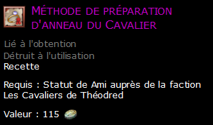 Méthode de préparation d'anneau du Cavalier