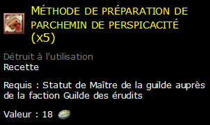 Méthode de préparation de parchemin de perspicacité (x5)