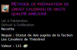 Méthode de préparation de lingot calenard de haute qualité amélioré