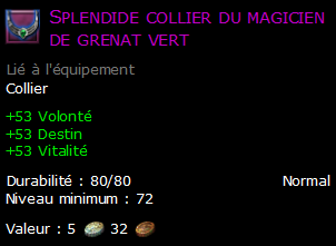 Splendide collier du magicien de grenat vert