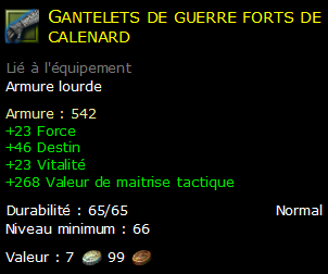 Gantelets de guerre forts de calenard