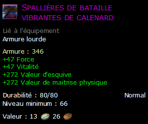 Spallières de bataille vibrantes de calenard