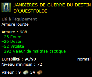 Jambières de guerre du destin d'Ouestfolde