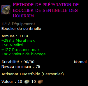 Méthode de préparation de bouclier de sentinelle des Rohirrim