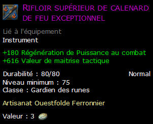 Rifloir supérieur de calenard de feu exceptionnel