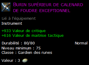 Burin supérieur de calenard de foudre exceptionnel