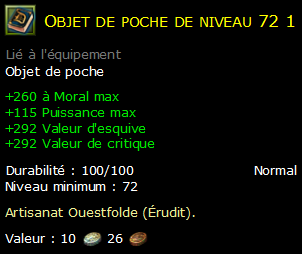 Objet de poche de niveau 72 1