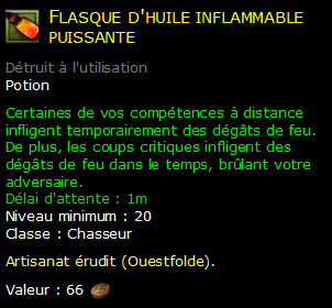 Flasque d'huile inflammable puissante