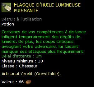 Flasque d'huile lumineuse puissante