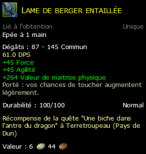 Lame de berger entaillée