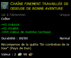 Chaîne finement travaillée de diseuse de bonne aventure