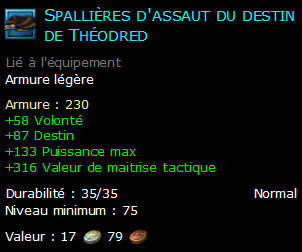 Spallières d'assaut du destin de Théodred