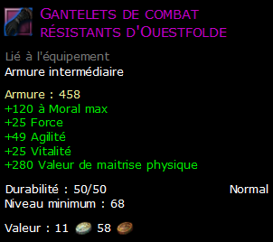 Gantelets de combat résistants d'Ouestfolde