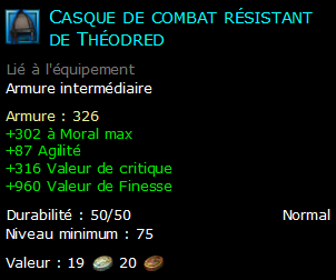 Casque de combat résistant de Théodred