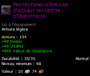 Protections d'épaules d'assaut du destin d'Ouestfolde