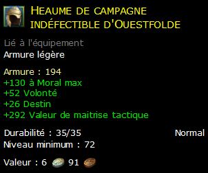 Heaume de campagne indéfectible d'Ouestfolde