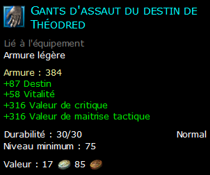 Gants d'assaut du destin de Théodred