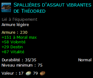 Spallières d'assaut vibrantes de Théodred