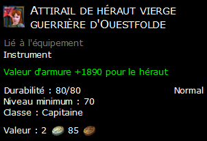 Attirail de héraut vierge guerrière d'Ouestfolde