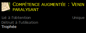 Compétence augmentée : Venin paralysant