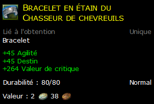 Bracelet en étain du Chasseur de chevreuils