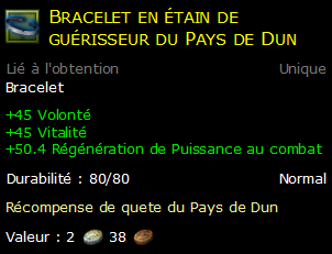 Bracelet en étain de guérisseur du Pays de Dun