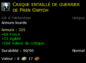 Casque entaillé de guerrier de Pren Gwydh