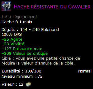 Hache résistante du Cavalier