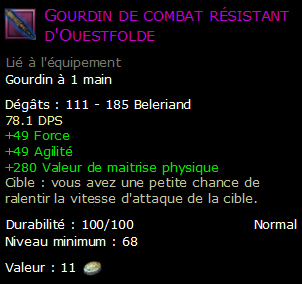 Gourdin de combat résistant d'Ouestfolde