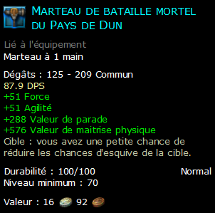 Marteau de bataille mortel du Pays de Dun