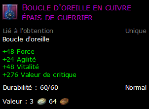 Boucle d'oreille en cuivre épais de guerrier