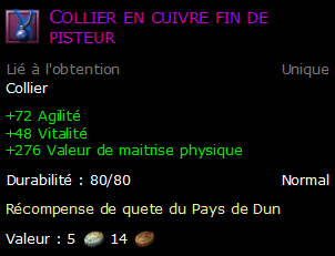 Collier en cuivre fin de pisteur