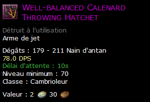 Well-balanced Calenard Throwing Hatchet