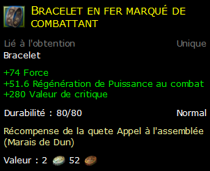 Bracelet en fer marqué de combattant