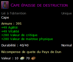 Cape épaisse de destruction