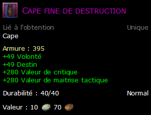 Cape fine de destruction