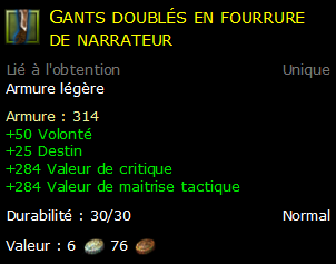 Gants doublés en fourrure de narrateur