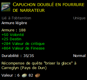 Capuchon doublé en fourrure de narrateur